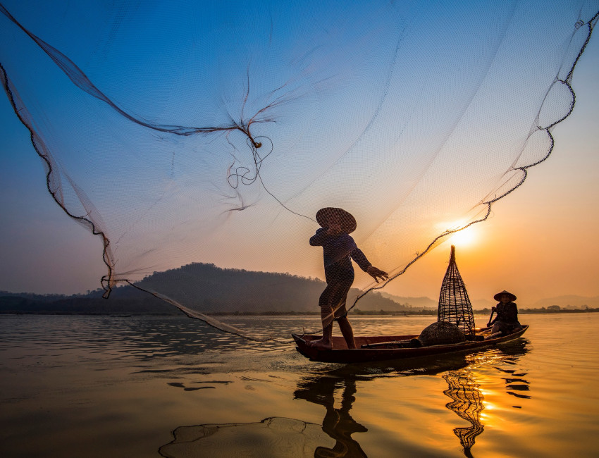 Vietnamesiske fiskere på Mekong